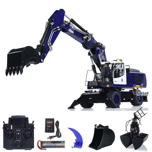 TOUCAN RC HOBBY MTModel 946-3 1/14 Metal RC Hydraulic Excavator Clamshell Bucket 8-ways Reserving Valves Ripper Sound Light for Model Enthusiasts