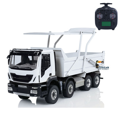TOUCAN RC HOBBY MODOModel Metal 1/14 8x4 RC Tipper Truck Remote Control Hydraulic Dumper Lorry Vehicle Model Flip-over Cover 2speed Transmission LED Lights Sound System