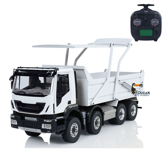 TOUCAN RC HOBBY MODOModel Metal 1/14 8x4 RC Tipper Truck Remote Control Hydraulic Dumper Lorry Vehicle Model Flip-over Cover 2speed Transmission LED Lights Sound System