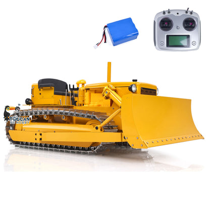 Metal 1/14 RC Bulldozer D7 Remote Control Dozer Model Hydraulic Construction Vehicles Truck Flysky Radio CNC Light Sound Battery