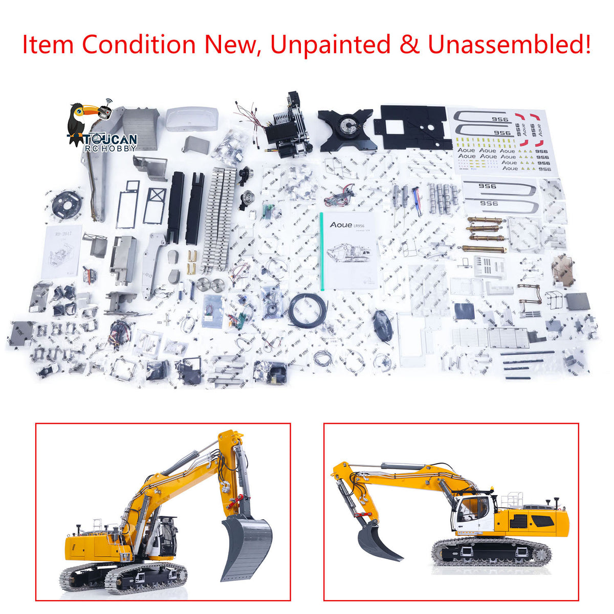TOUCAN RC HOBBY Flash Sale LESU AOUE LR956 1/14 Metal RC Hydraulic Excavator KIT 2 Arms Remote Control Digger Model 4MPA Dual Pumps Light 6CH Brass Valve
