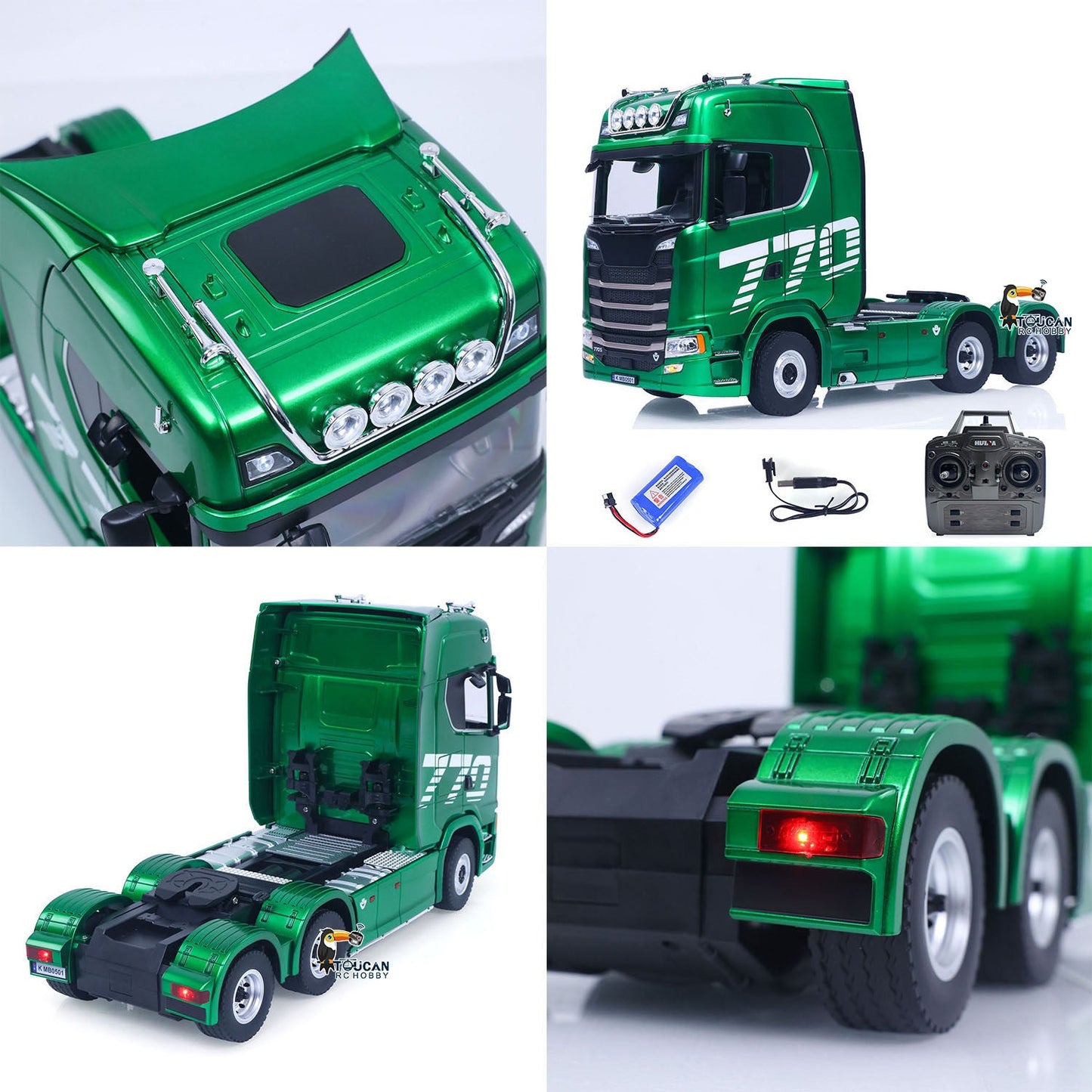 Fast Free Shipping for EU HUINA 1/18 Remote Control Tractor Truck SC 770S 1501 6X4 Plastic RC Lorry Car Lights Sound System Assembled Finished Model