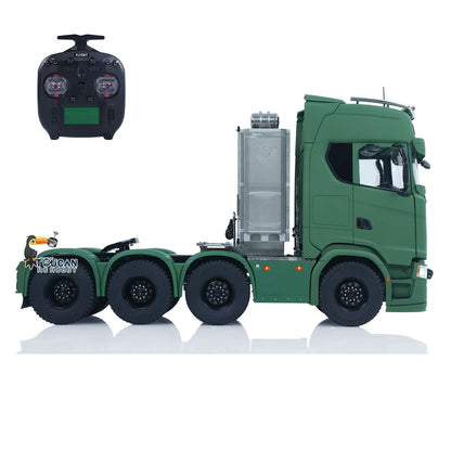 MODO 770S 1/14 Metal 8x8 RC Tractor Truck PNP 2 Speed Gearbox Differential Lock Axles Cab Suspension Light Sound System Hobbywing 1080 ESC for Construction Model Collectors