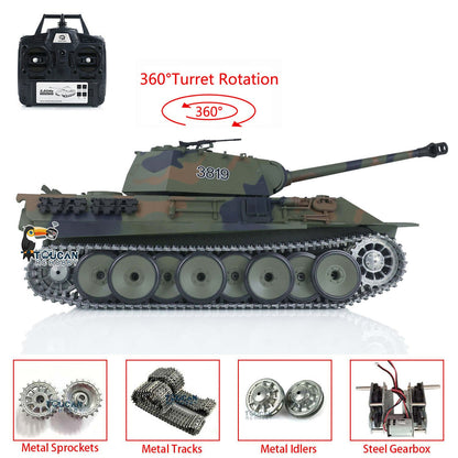 TOUCAN RC HOBBY Henglong 1/16 TK7.0 Promotion 3819 German Panther V RTR RC Tank IR BB 360 Degrees Turret Smoke Metal Tracks Sprockets Idlers Wheels Gearbox