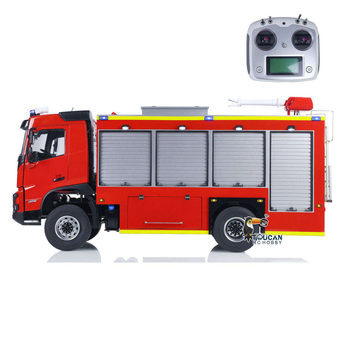 TOUCAN RC HOBBY 1/14 4X4 RC Fire Fighting Vehicle PS0015 Remote Control Rescue Car Water Spray i6S Radio 2Speed Light Sound System for Sale
