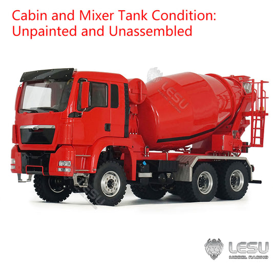 LESU 6x6 Metal 1/14 RC Mixer Truck for Remote Controlled Unpainted Agitating Lorry Concrete Car Model Motor Servo Sound Lights