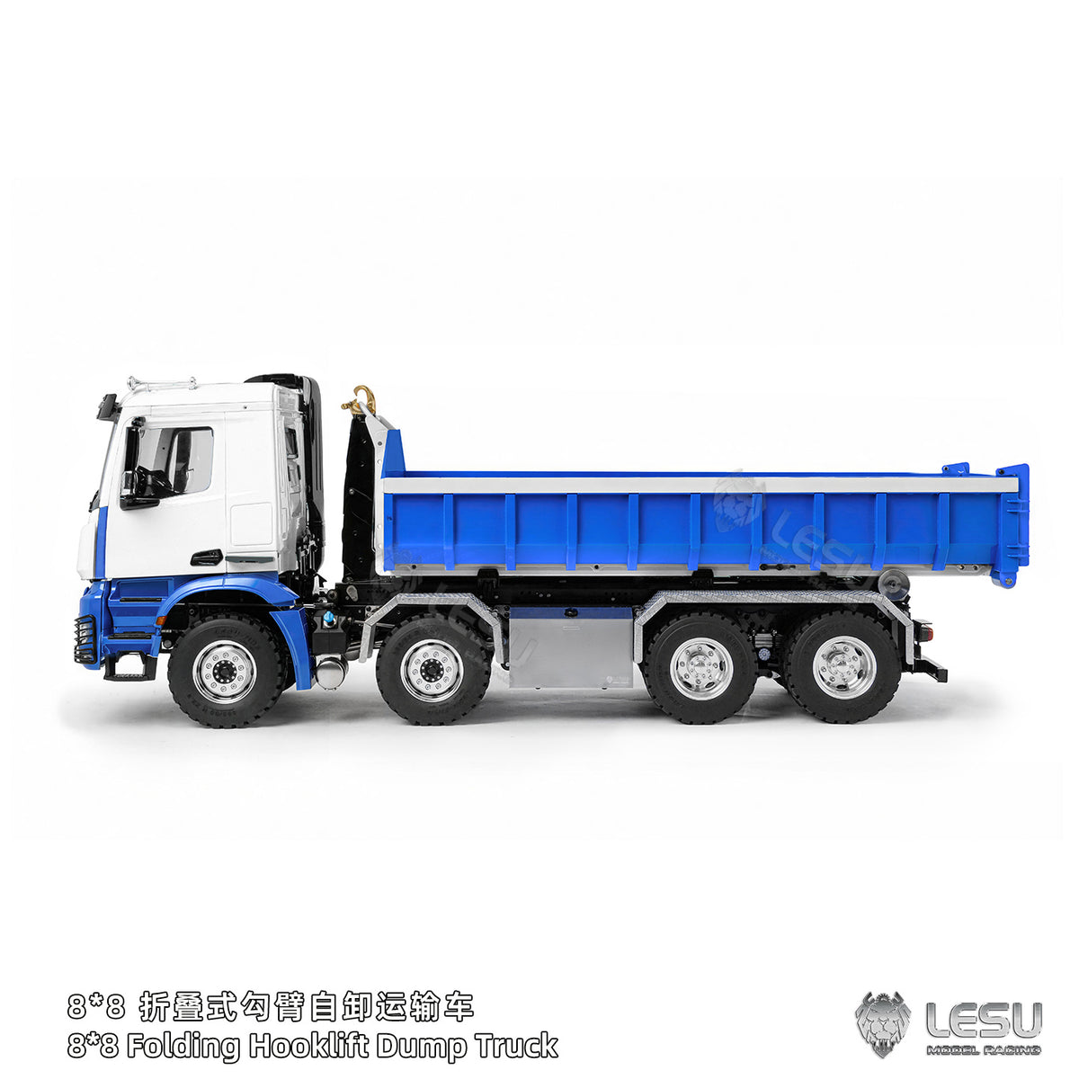 TOUCAN RC HOBBY LESU Z0096 1/14 RC Hydraulic Roll Off Dump Truck with 8x8 Metal Chassis Telescopic Hook Lift 3 Speed Transmission Light Sound
