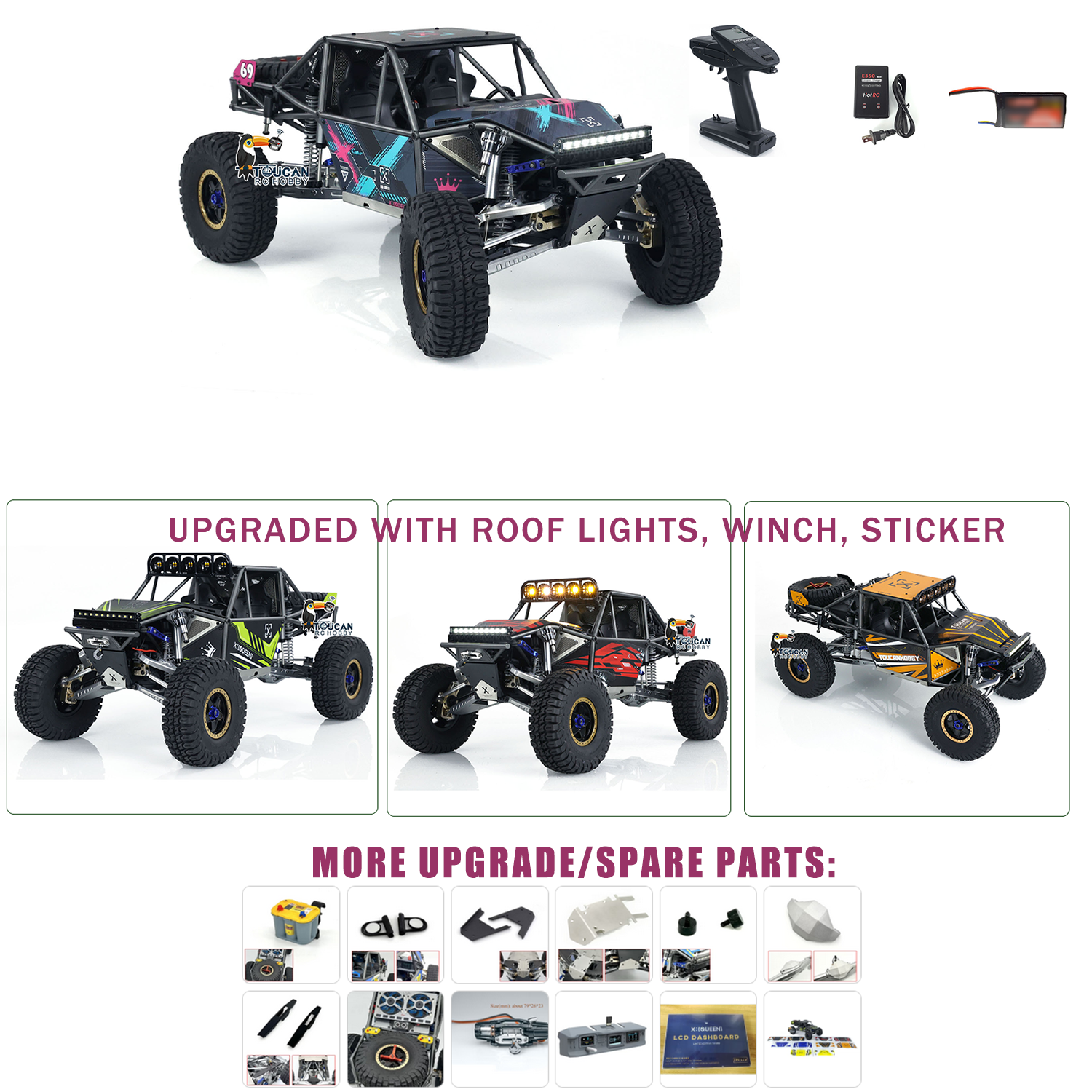 Toucan RC Hobby 6 x 6 off-road vrachtwagen, JDM 1/14, van metaal, differentiaalas, chassis van metaal Toucan RC Hobby 6 x 6 off-road vrachtwagen, JDM 1/14, van metaal, differentiaalas, chassis van metaal