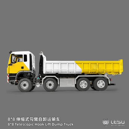 TOUCAN RC HOBBY LIMITED-TIME SALE LESU Z0090 1/14 8x8 Metal Hydraulic RC Roll On Off Truck Telescopic Hooklift Dumper with TGS Cabin 5CH Valve 3 Speed Transmission Sound Light