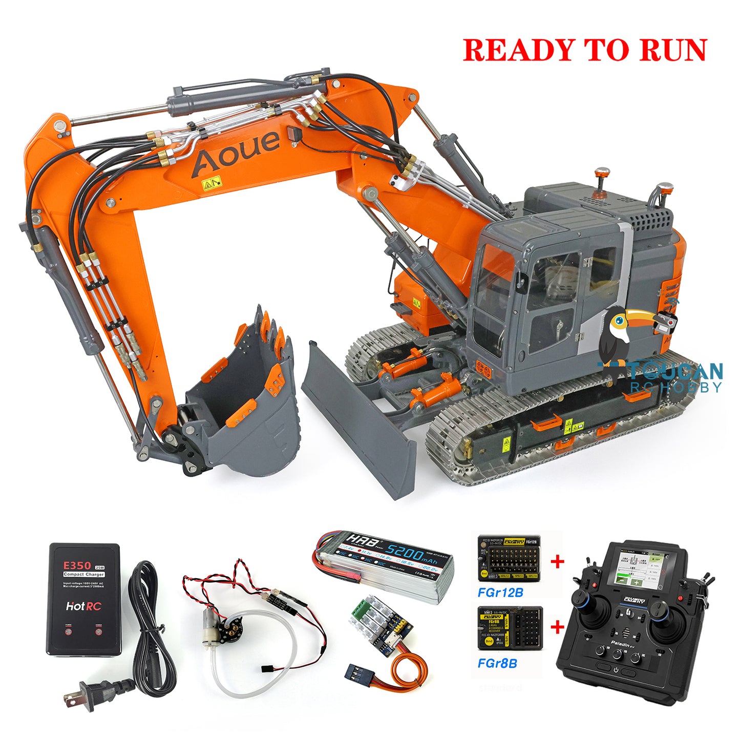 LESU AOUE ET26L 1/14 Metal RC Hydraulic Excavator B0012 RTR Short Tail Three-Arm Digger 6+2CH Directional Valve Quick Release Sound & Light Smoke GPS.