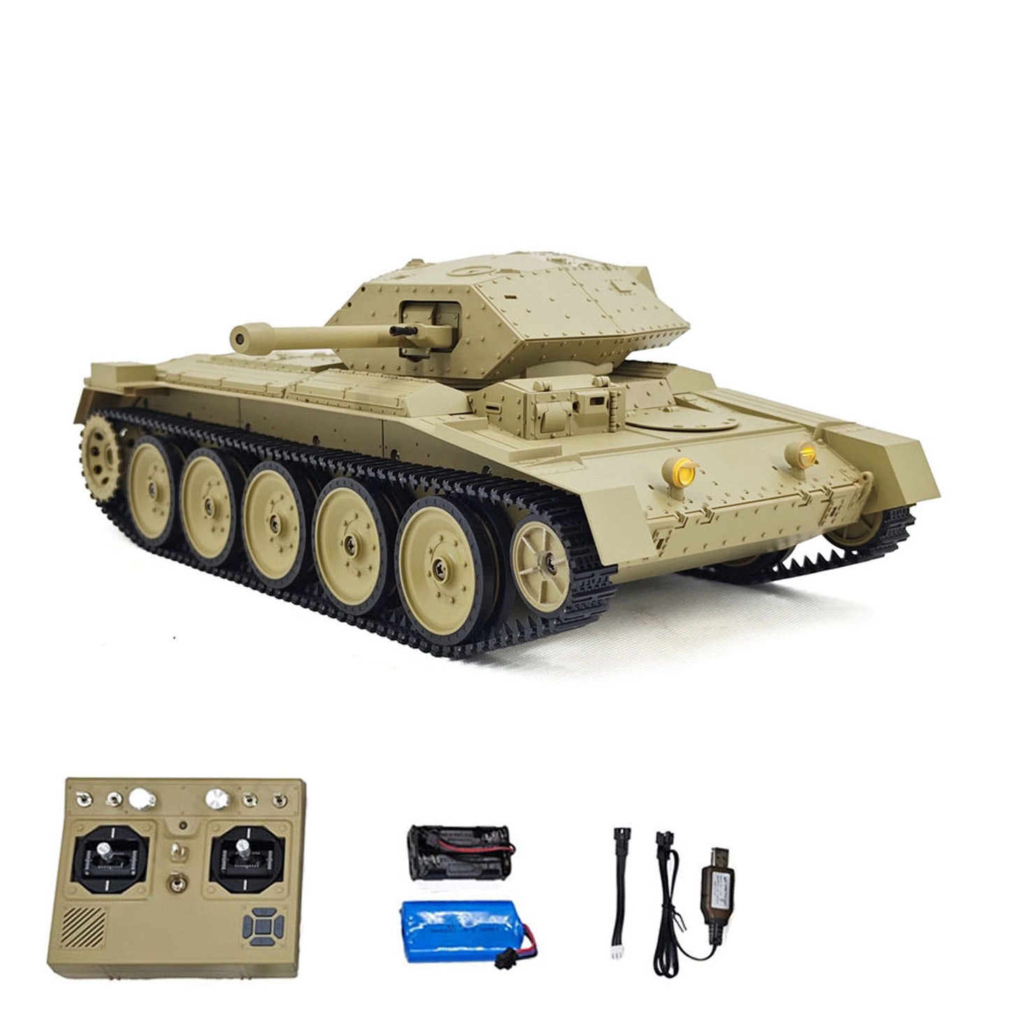 US Stock 1/16 RC Battle Tank CoolBank Crusader MK III 2.4G Remote Control RTR Military Tank Model 360??Turret Rotary Smoke Sound Lights