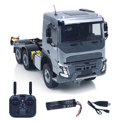 Double E 1/14 6X4 Remote Control Tractor Truck FMX RC Model Vehicle 2Speed Metal Gearbox Chassis Rail Openable Door HotRC Radio
