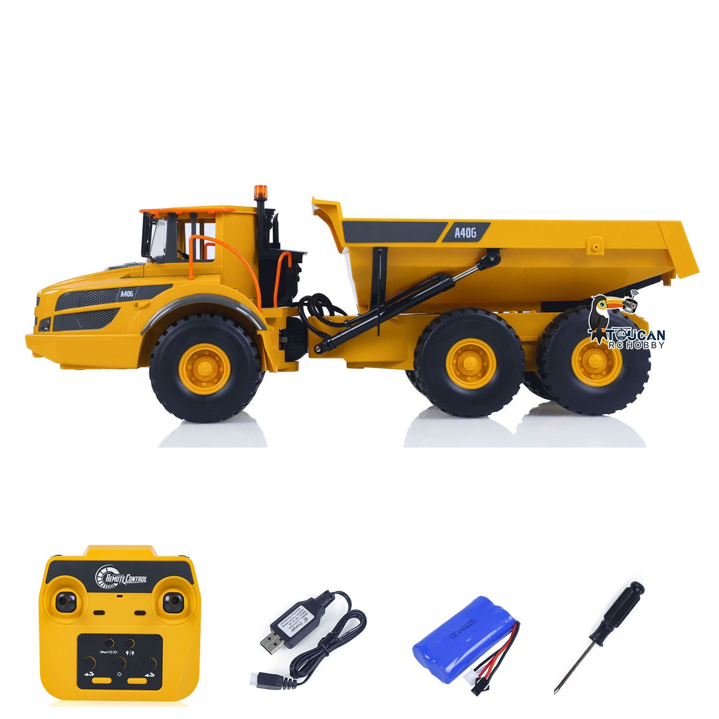 US Stock Plastic DoubleE E591 003 1/20 RC Articulated Dumper 6WD Electric Remote Control Truck VO Motor Battery USB Charging Cable RTR