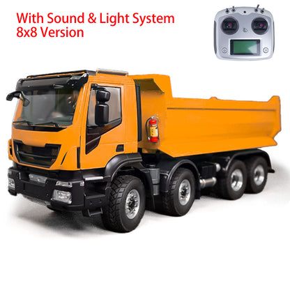 IN STOCK 1:14 8x8 RC Hydraulic Equipment Radio Control Tipper Car 2-speed Dump Truck DIY Model Sound Light I6S LED Light Sound