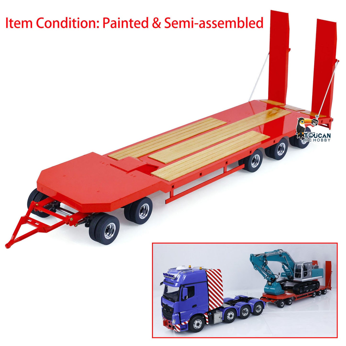 LESU 1/14 Metal RC Flatbed Trailer Transport Vehicle for RC Tractor Truck Model Remote Control Construction Enthusiasts