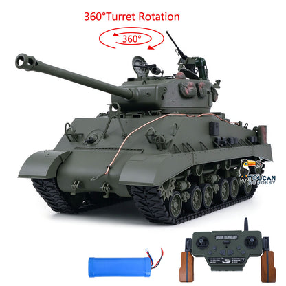 TOUCAN RC HOBBY HHRC Sherman M4A3 1/16 RC Tank Upgraded Side Skirts Infrared System Barrel Elevation Smoke Unit Metal Chassis Gearbox 360 Degrees Turret