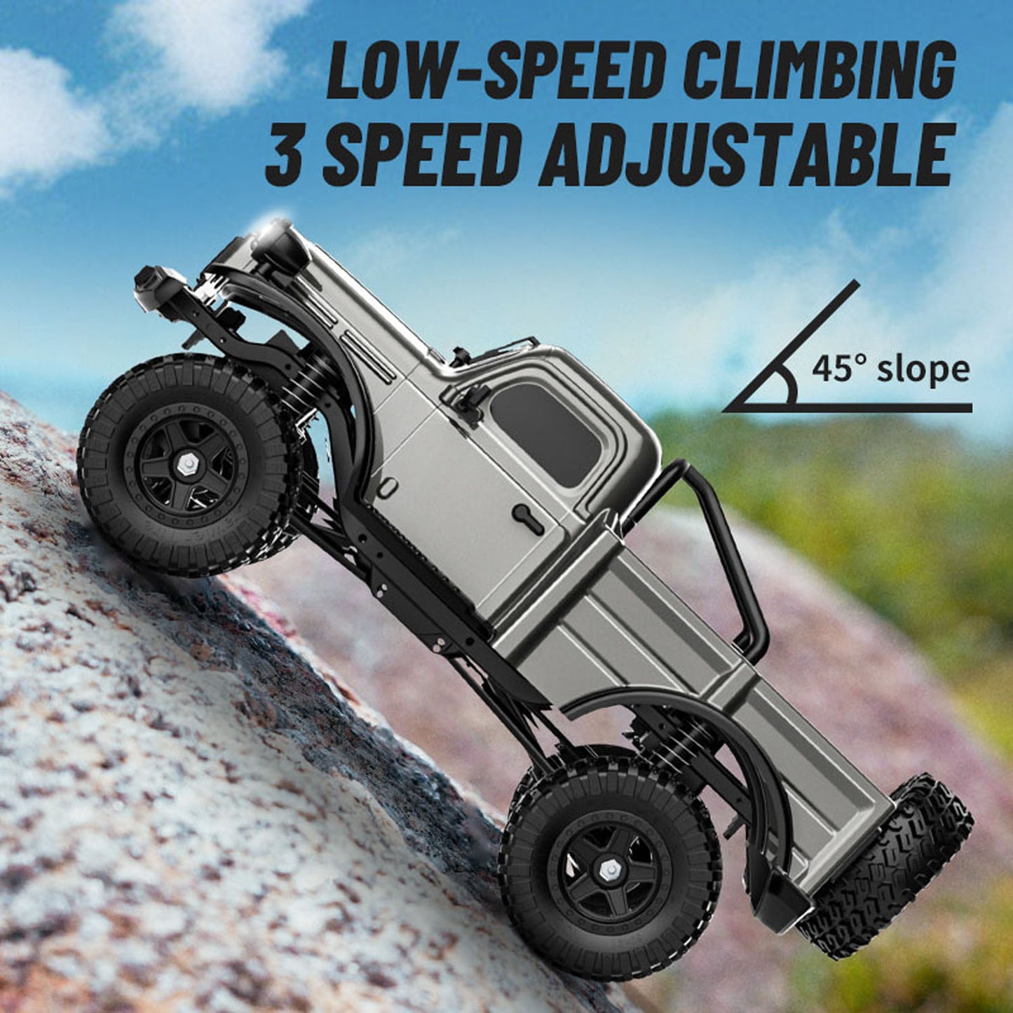 1/18 Remote Control 4WD Rock Crawler Car Simulation Pickup Truck 2.4GHz RC Crawler Brushed Motor Battery Light Ready to Run