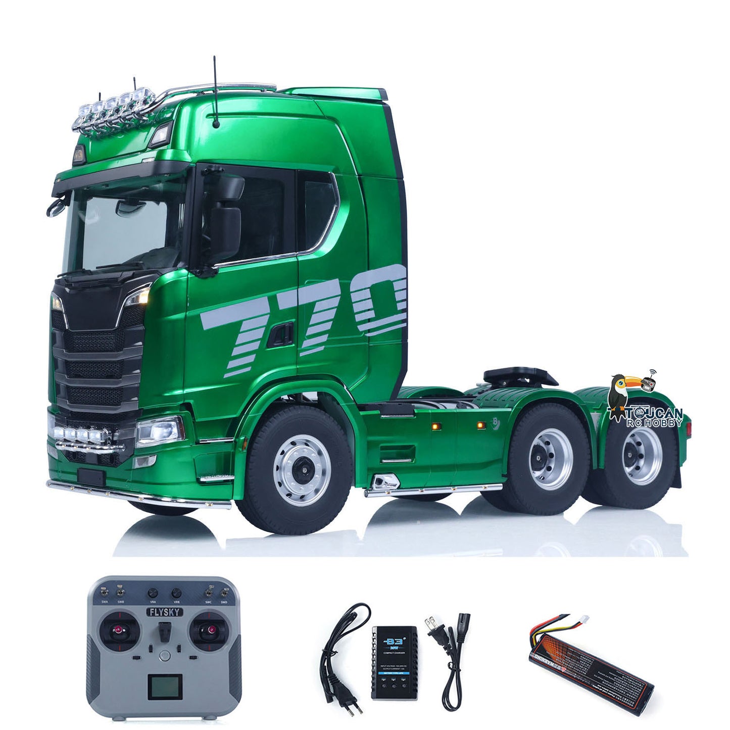 In Stock KABOLITE Metal 1/14 770S 100 RC Tractor Truck 6x6 Remote Control Lorry RTR Car Model 2Speed Gearbox Differential Lock Battery Radio System Light Sound