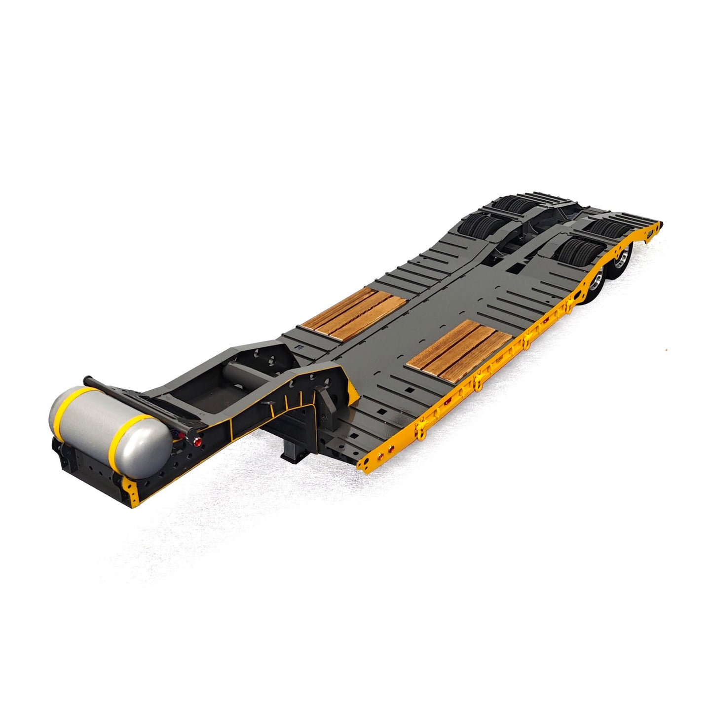 Metal 2-Axle Gooseneck Low Flatbed Trailer 10.6Inches Width for 1/14 DIY TAMIYA Remote Control Tractor Truck RC Excavator