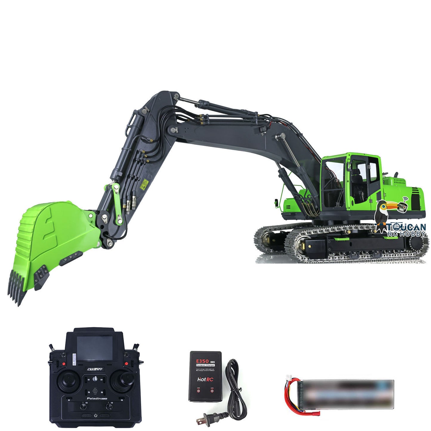 LESU PC360 1/14 Metal RC Excavator B0002 RTR Hydraulic Stainless Steel Digger 8MPa Pump System Grab Grapple Fixed Mount FlySky PL18EV Lite Controller