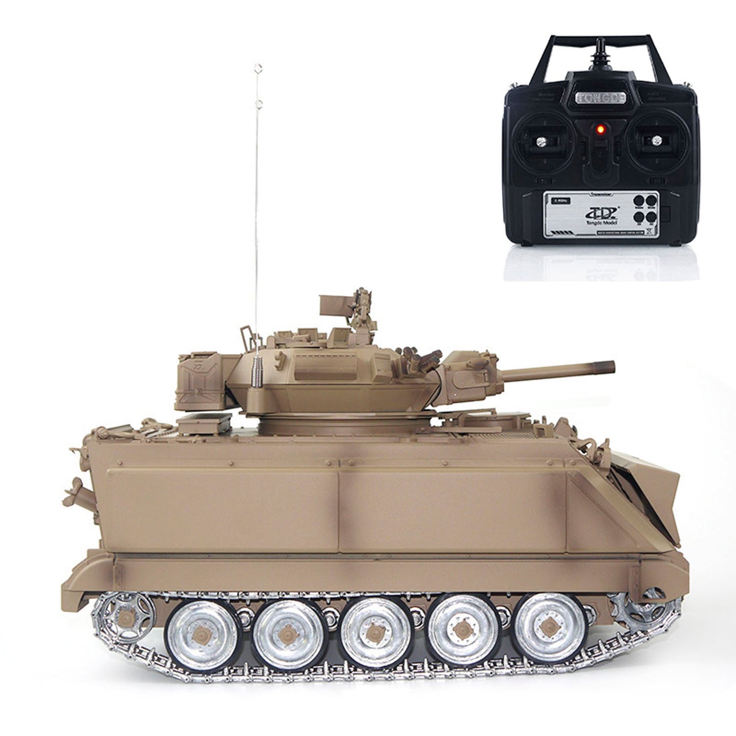 1/16 Tongde Remote Control Tank M2412-A M113A1 MRV Infrared Barrel Recoil Fire Flashing 320 Turret Rotation Metal Drive Gearbox