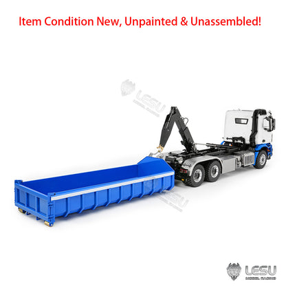 TOUCAN RC HOBBY LESU Z0092 1/14 6x6 RC Hydraulic Roll Off Dump Truck with Telescopic Hook Lift Metal Chassis 3 Speed Gearbox Light Sound System