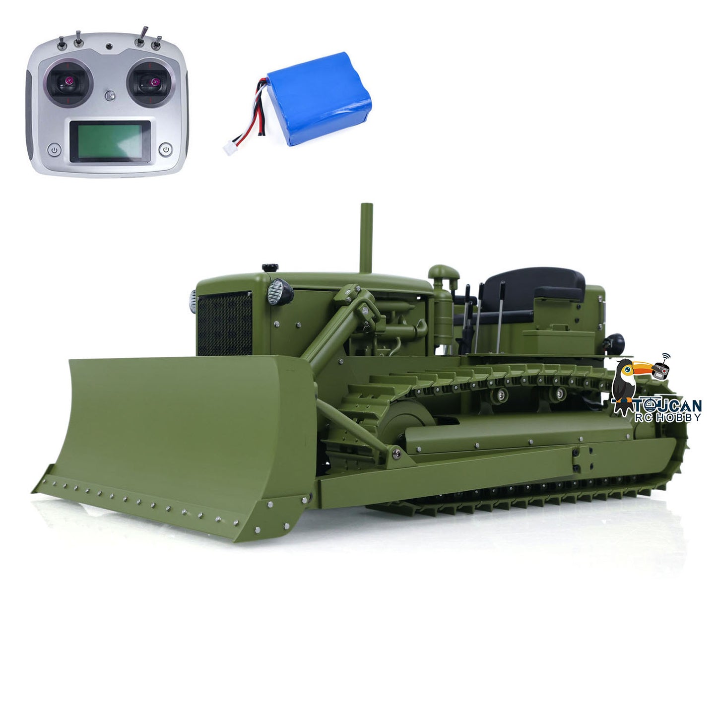 MDMODEL D7 1/14 Metal RC Hydraulic Bulldozer A2212/15T Brushless Drive Motor Adjustable Blade FlySky I6S Controller Sound Light System for Hobby Collectors