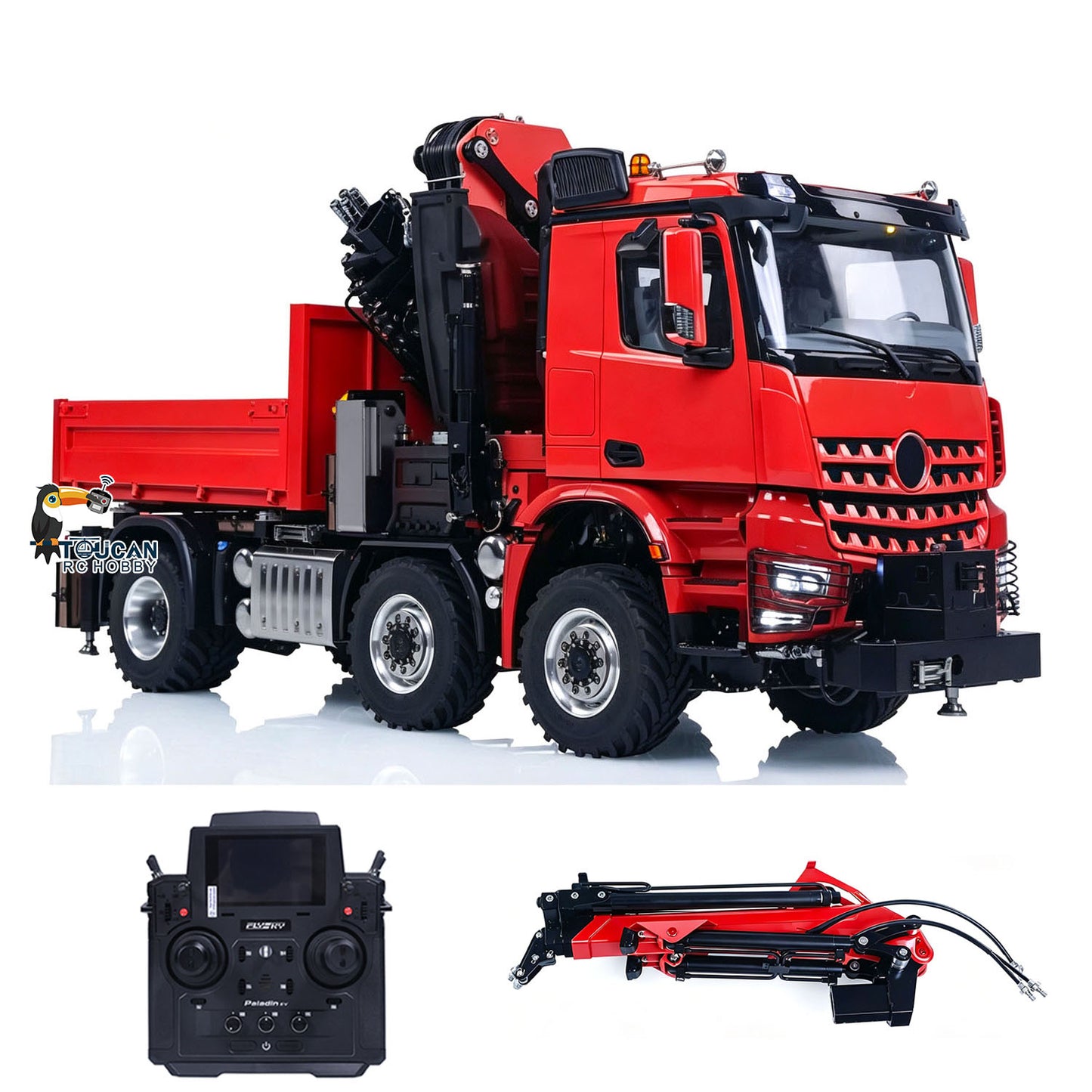 4151AK 1/14 Metal RC Agriculture Tractor Truck 6x6 Farm Lorry Hydraulic Crane Fly Jib Arm 3-Speed Gearbox Sound for Model Collector