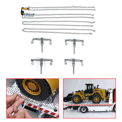 Metal Ratchet Binders Transport Chains for 1/14 RC Truck Engineering Vehicles Hydraulic Loader Excavator Mining Car Model