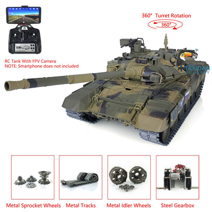 TOUCAN RC HOBBY Henglong 1/16 TK7.0 Plastic Russian T90 RTR RC Tank 3938 with Steel Gearbox Metal Barrel Recoil 360 Degrees Turret BB Unit Infrared Combat