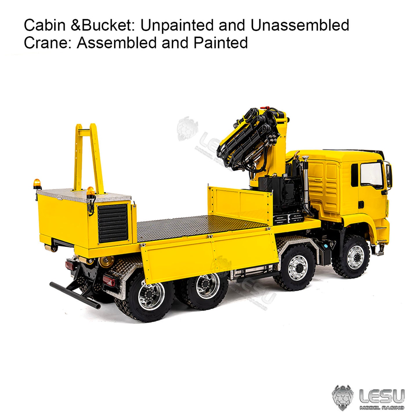 LESU 1/14 Metal Hydraulic 8x8 RC Roll On Off Dumper with Crane 2 Speed Transmission 9 Ways Brass Valves Sound Light System