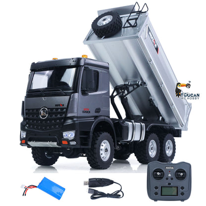 TOUCAN RC HOBBY HUINA 1598PRO 1/14 Metal Remote Control Dump Truck 6X6 Engineering Vehicle Electric RC Tipper Model Light Sound System Battery