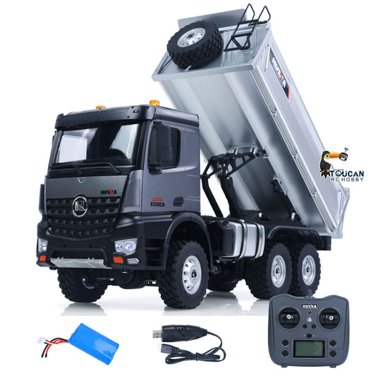 TOUCAN RC HOBBY HUINA 1598PRO 1/14 Metal Remote Control Dump Truck 6X6 Engineering Vehicle Electric RC Tipper Model Light Sound System Battery