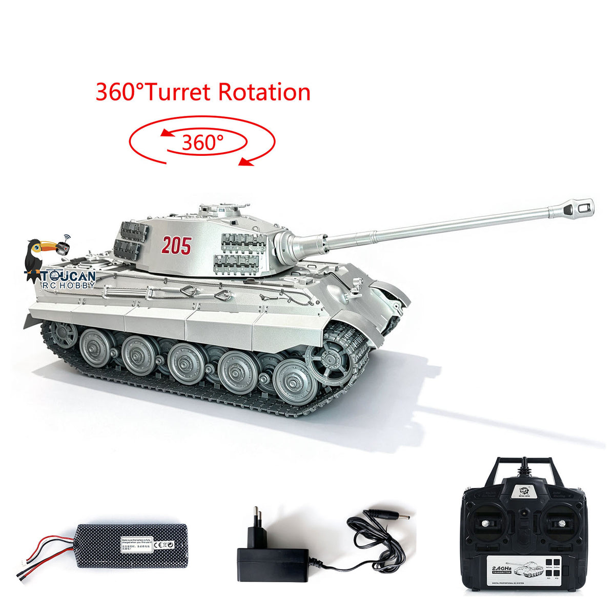 Heng Long 1/16 RC Tank King Tiger 3888 - Metal Track & Chassis RTR BB Firing