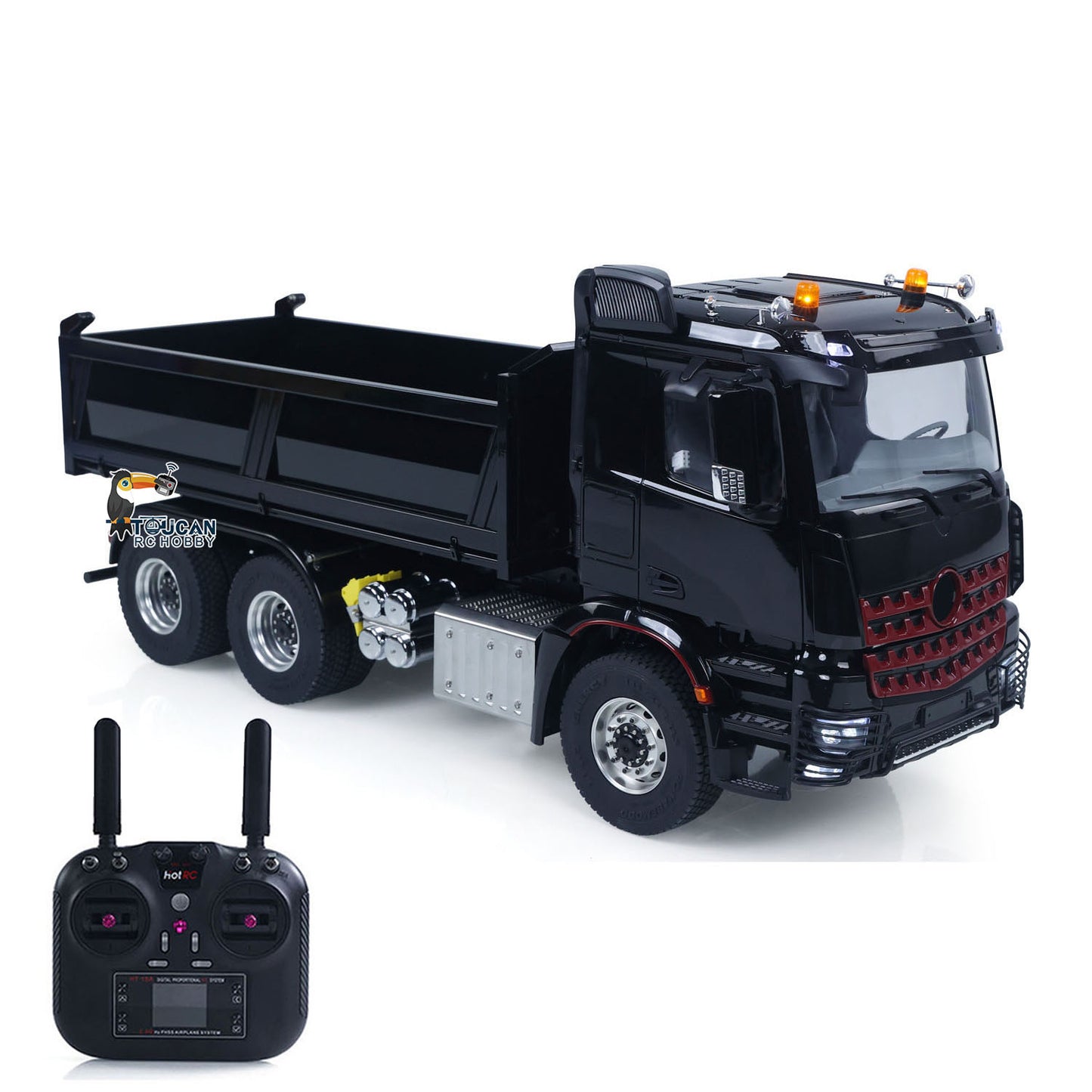 MDMODEL 3348 6x6 Metal Chassis 1/14 RC Hydraulic Dump Truck Remote Control Tipper 2Speed Gearbox Light Sound HotRC Radio