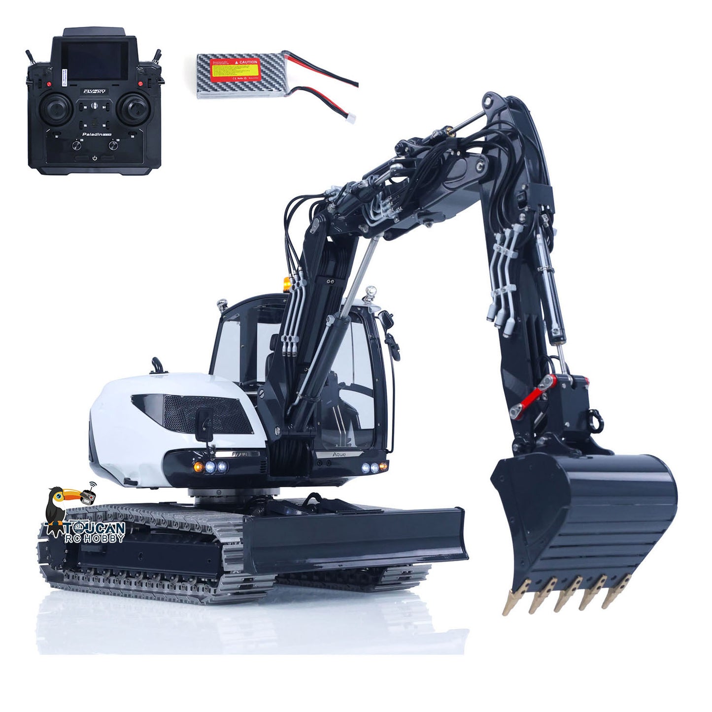 RTR LESU 1/14 Metal RC Hydraulic Excavator MC15 4Arms Remote Control Digger 15MC 9 Valves Dual Pumps Light Sound PL18EV Lite