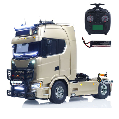 Plastic 1/14 RC Tractor Truck 56379 Remote Control Construction Vehicle Customized by Toucanhobby 4X2 Chassis 3Speed Gearbox Flowing Water Light Smoke Unit ST8 Radio RTR