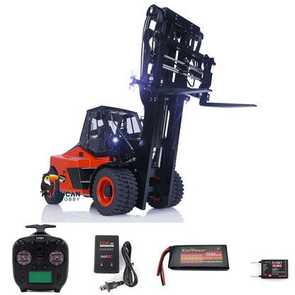 TOUCAN RC HOBBY LESU AOUE LD160S 1/14 Metal Hydraulic RC Forklift FlySky ST8 Remote Controller Towing Hook 6 Ways Reversing Valve Sound Light System Rear Steering Axle