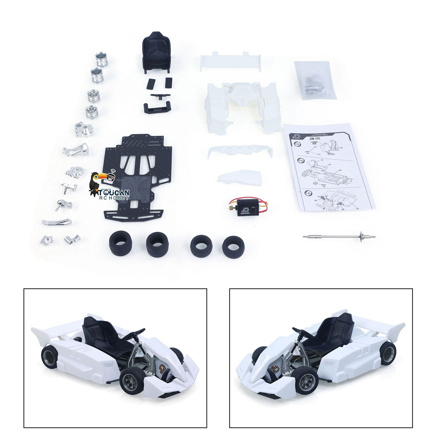 JDM 298B 1/10 Plastic RC Go-Kart DIY Model Radio Controlled