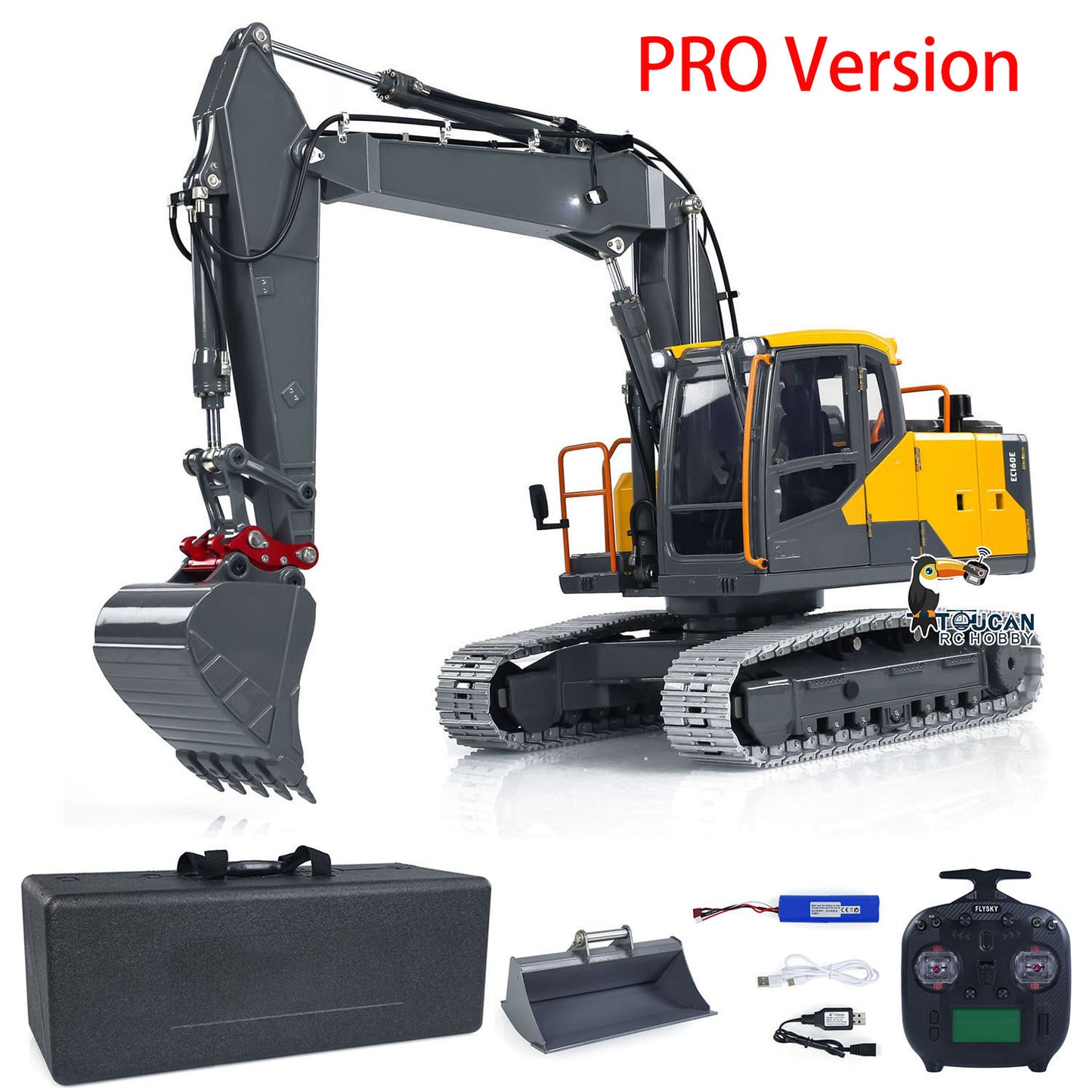 1:14 3 Arms EC160E Metal RC Hydraulic Excavator Upgraded RTR Remote Control Diggers with DIY Parts Manual Quick Release Coupler Bucket