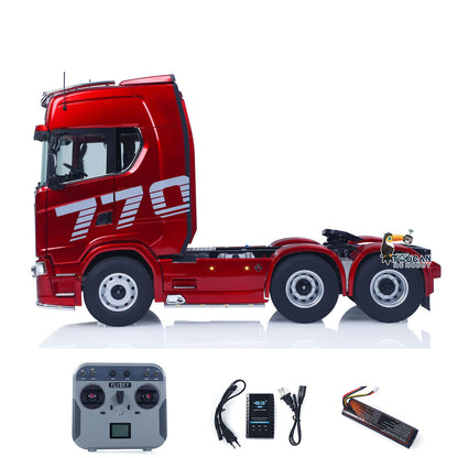 In Stock KABOLITE Metal 1/14 770S 100 RC Tractor Truck 6x6 Remote Control Lorry RTR Car Model 2Speed Gearbox Differential Lock Battery Radio System Light Sound