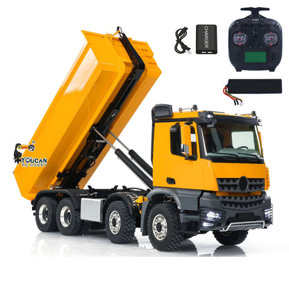 TOUCAN RC HOBBY Kabolite K3365/K3366 1/14 Metal RC Roll on off Dumper Truck RTR 8x8 Hydraulic Tipper Vehicle 2-Speed Transmission Light & Sound System FlySky ST8 Controller Square/U-shaped Bucket for Model Collector