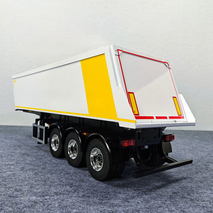 3 Axles Stainless Steel Hydraulic Semi Trailer W/ Supported Leg Light System for 1/14 DIY Tamiya Remote Control Tractor Truck