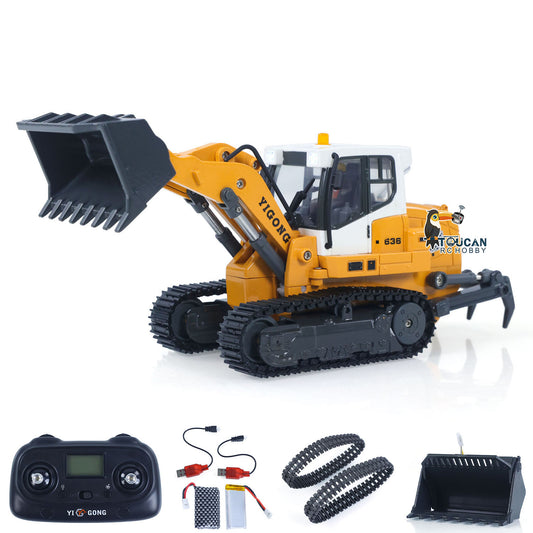 In Stock LR636 1/50 RC Tracked Loader Electric Lifting Radio Control Model Vehicle Metal Openable Bucket Tracks Ripper Soil Loosening Hook