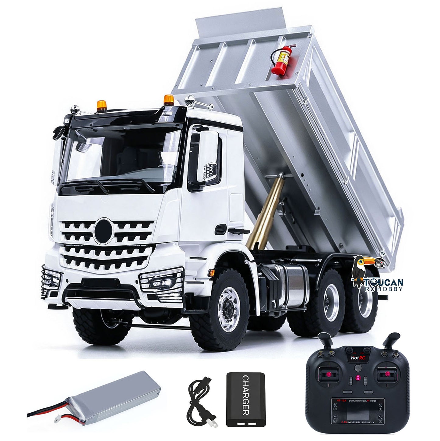 2Speed 3348 Metal Chassis 1/14 RTR RC Hydraulic Dumper Remote Control Tipper Model NO Lock Differential Axle Light Sound Battery