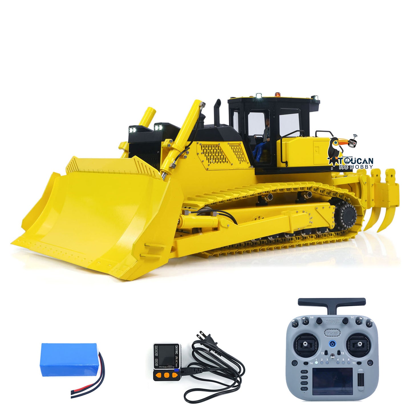 In Stock Metal 1/12 Remote Control Hydraulic Bulldozer D155AX RC Heavy Dozer Model 7 Way Valve 3.0L Oil Pump 5 Plows Light Sound System