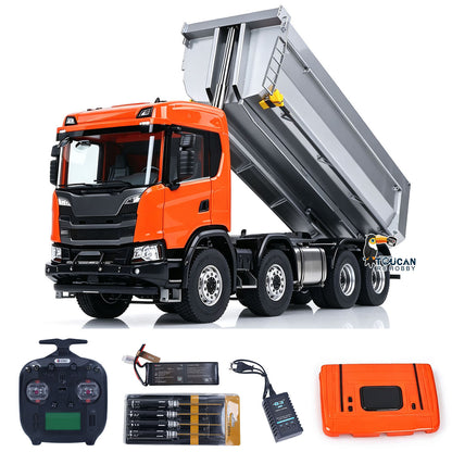 In Stock Double E G540 E118 1/14 8X8 Remote Control Hydraulic Dump Truck 2Speed RC Model Tipper Metal Chassis Differential Lock FLYSKY ST8 Radio