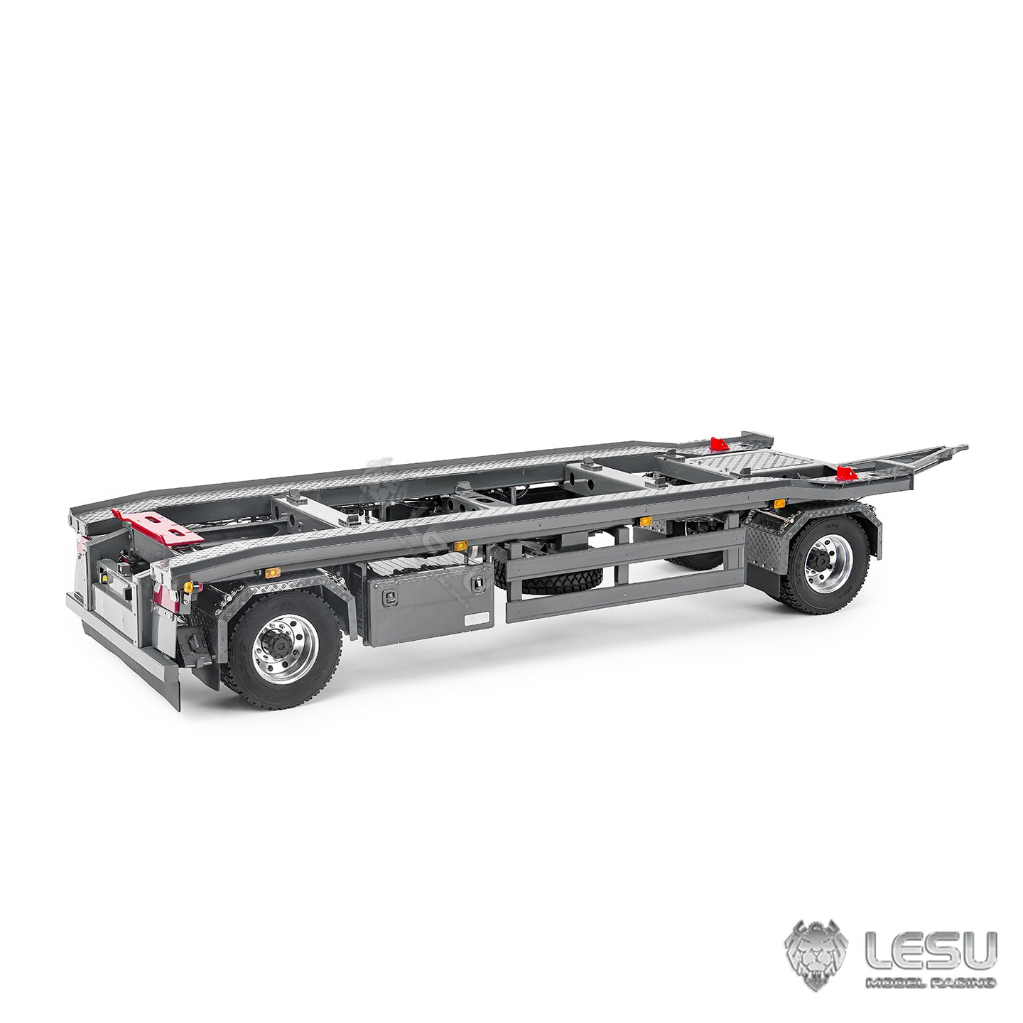 Finished 1/14 Metal RC Trailer A0065 Model Front Wheel Steerable for LESU Radio Controllrf Hydraulic Roll on off Dumper Tipper