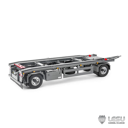Finished 1/14 Metal RC Trailer A0065 Model Front Wheel Steerable for LESU Radio Controllrf Hydraulic Roll on off Dumper Tipper