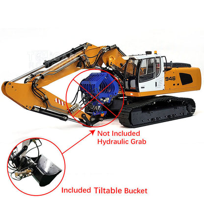 1/14 Radio Control 946-3 Metal Excavator 10 Channels Tracked Excavator Painted Body Rotary Metal Tiltable Bucket Ripper